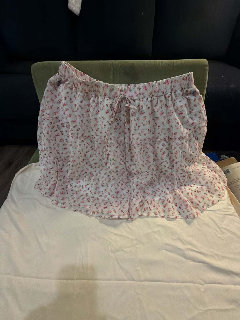 SHEIN Curve Floral Tiered Ruffle Skirt Size 2XL Pink White